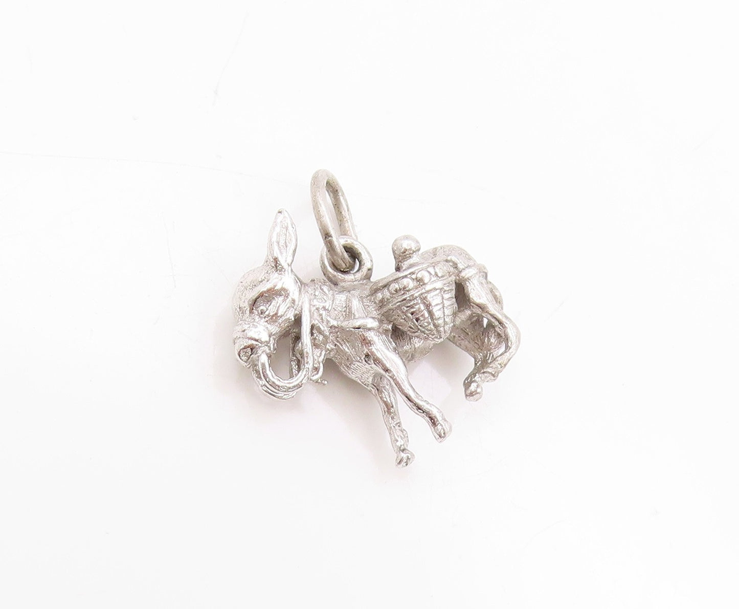 925 Sterling Silver Vintage Pendant 3D Donkey Carrying Baskets Charm  PT25114