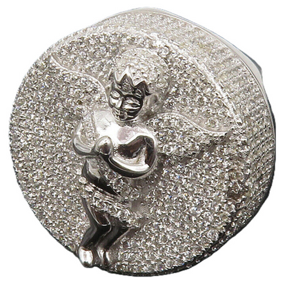 925 Sterling Silver  Cubic Zirconia Praying Angel Cocktail Ring Sz 10  RG11919