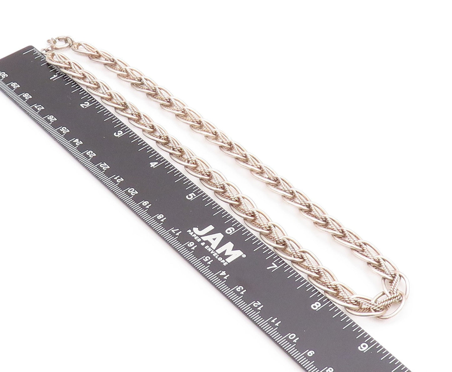 925 Sterling Silver Vintage Necklace EUROPE Interlocking Braided Chain NE4642