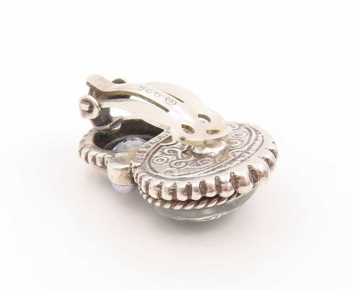 925 Sterling Silver Vintage Earrings STEPHEN DWECK Gemstone Clip On  EG14285