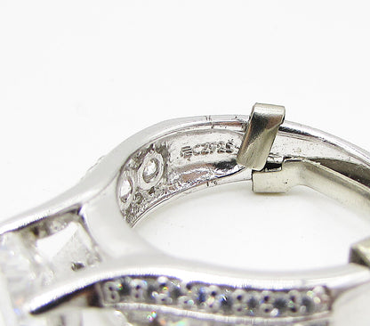 925 Sterling Silver  Faceted White Cubic Zirconia Band Ring Sz 6  RG3250