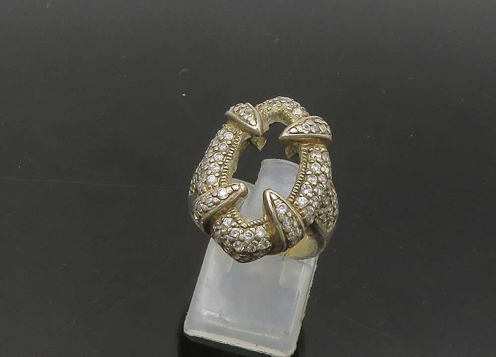 925 Sterling Silver  Vintage Cubic Zirconia Oval Cocktail Ring Sz 5  RG22083