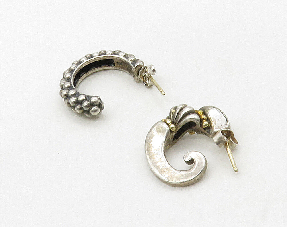 LAGOS CAVIAR 925 Silver & 18K GOLD  Vintage 2 Tone Single Earrings  EG8315