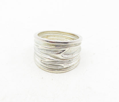 925 Sterling Silver  Vintage Shiny Textured Tapered Band Ring Sz 7  RG8963
