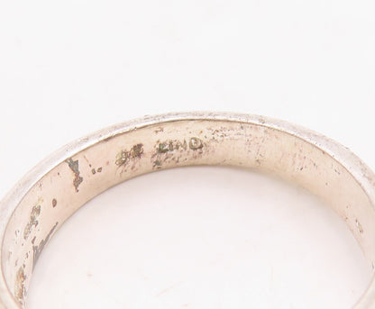 925 Sterling Silver Vintage Ring Antique CZ Band Design Carved  Sz 11  RG31681