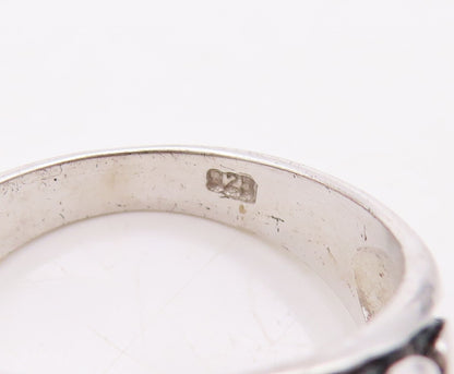 925 Sterling Silver Vintage Ring Floral Carved Square Morganite  Sz 8.5  RG31436