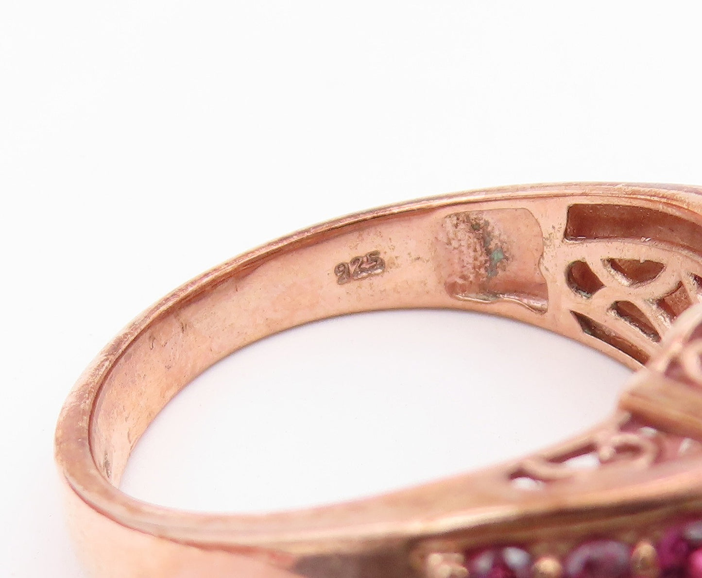 925 Sterling Silver Vintage Ring Gold Plated Multi Gemstone Band Sz 11.5 RG36529