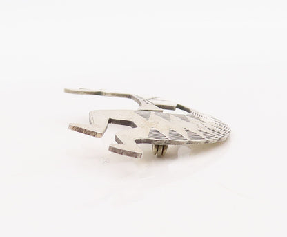 925 Sterling Silver Vintage Brooch Pin NAVAJO Trible Man Playing Music  BP11207