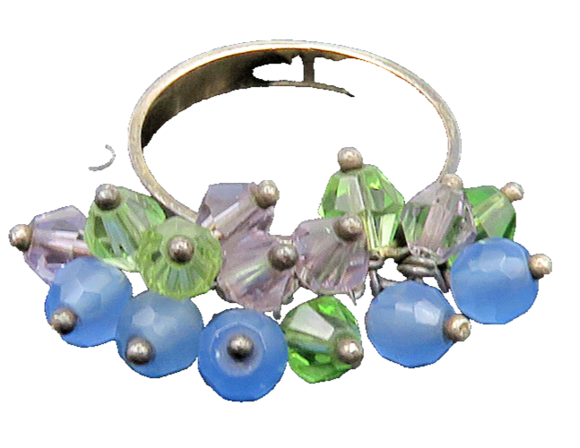 925 Sterling Silver  Vintage Beaded Cluster Dark Tone Band Ring Sz 6  RG22948