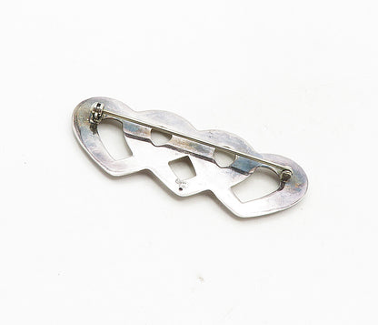 925 Sterling Silver  Vintage Shiny Smooth Open Love Hearts Brooch Pin  BP3430
