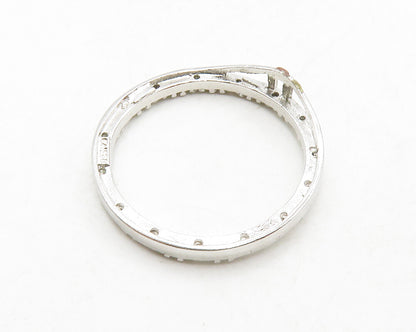 925 Sterling Silver  Genuine Diamonds Shiny Open Circle Pendant  PT10371