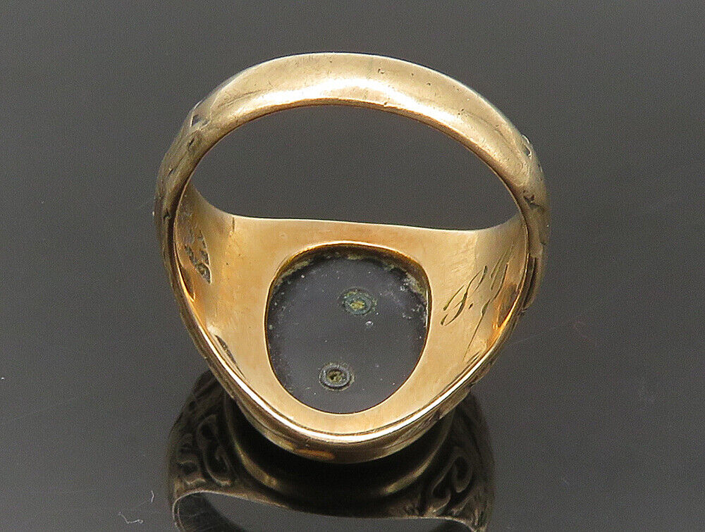 10K GOLD  Vintage Antique Black Enamel Signet Band Ring Sz 6  GR287