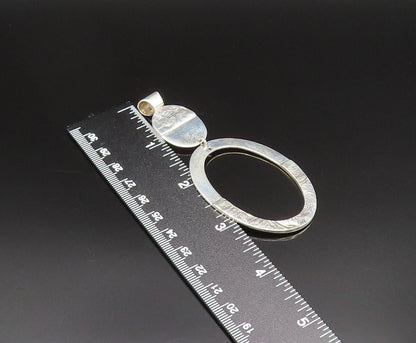 MEXICO 925 Sterling Silver Vintage Etched Graduated Open Oval Pendant PT21027