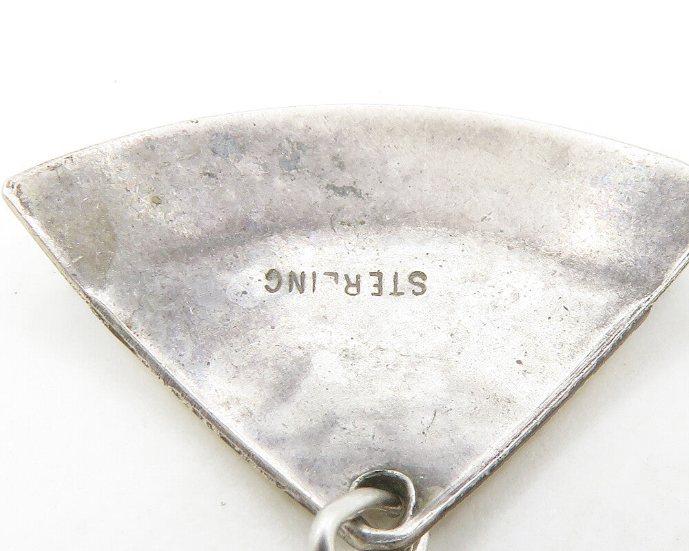 925 Sterling Silver  Vintage Two Tone Hammered Fan Shaped Pendant  PT13971