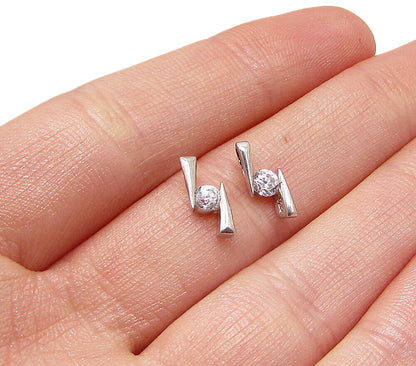 925 Sterling Silver  Lot of 2 White Cubic Zirconia Zig Zag Pendant  PT1942
