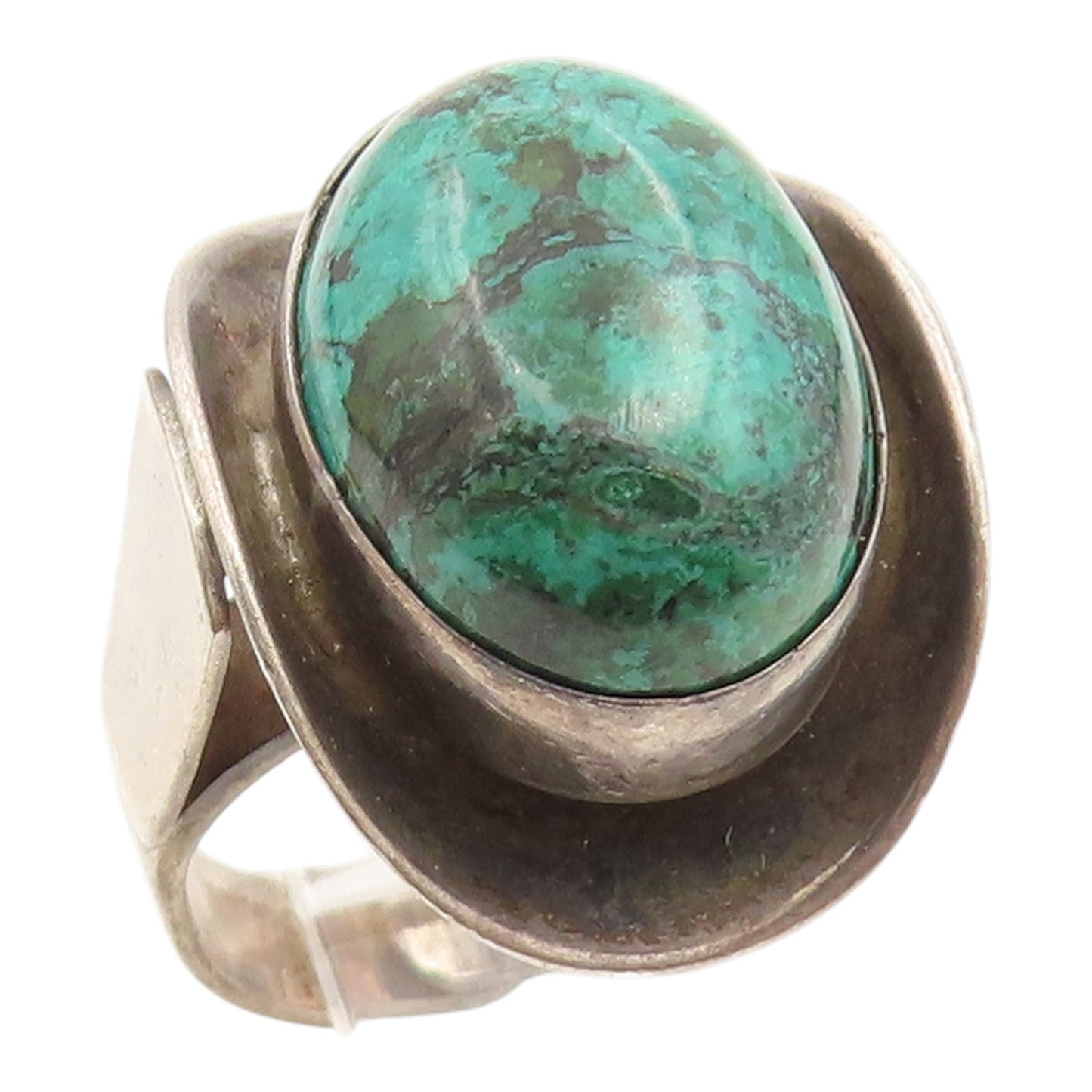 925 Sterling Silver Vintage Ring ISRAEL Cabochon Eilat Stone Band  Sz 6  RG35534