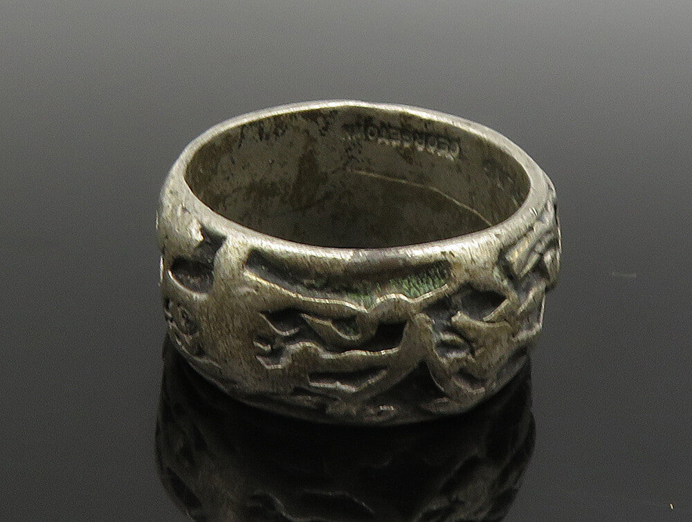 GUSTERMAN 925 Silver  Vintage Oxidized Modernist Band Ring Sz 10  RG24813