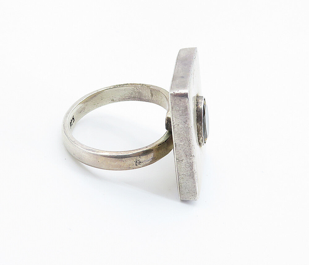 925 Sterling Silver  Mother Of Pearl & Topaz Square Cocktail Ring Sz 8  RG8213