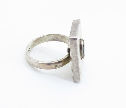 925 Sterling Silver  Mother Of Pearl & Topaz Square Cocktail Ring Sz 8  RG8213