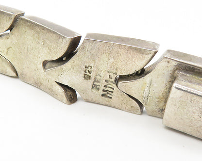 MEXICO 925 Sterling Silver  Vintage Smooth Shiny Hinge Chain Bracelet  BT7733