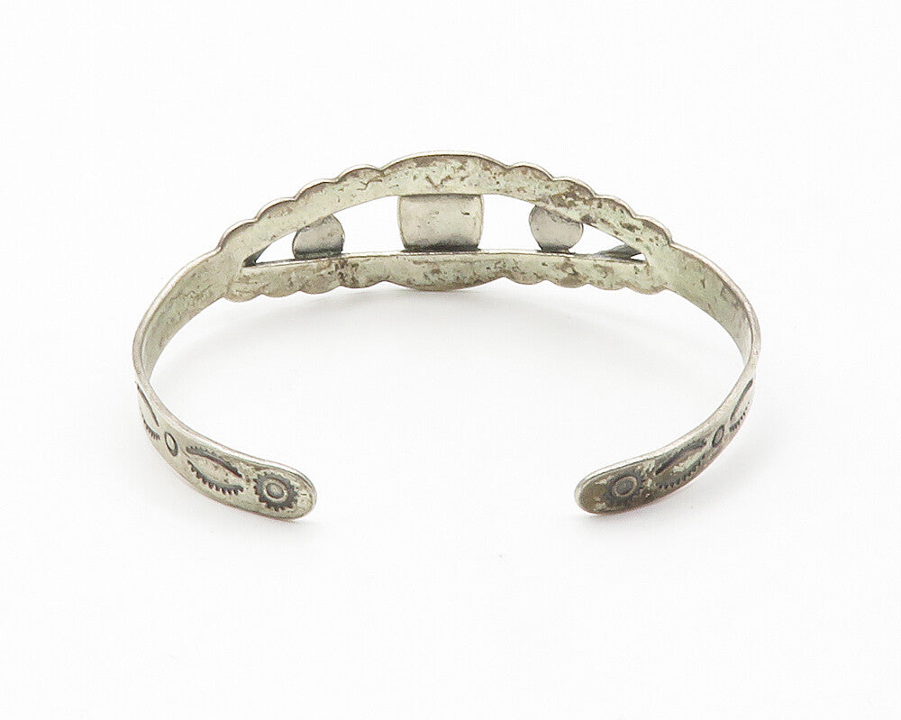 NAVAJO 925 Sterling Silver  Vintage Turquoise Petite Cuff Bracelet  BT5482