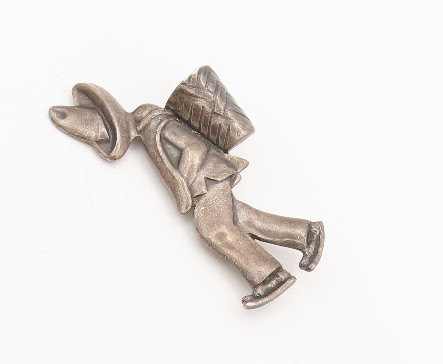 LOS CASTILLO TACO 925 Silver  Vintage Antique Walking Boy Brooch Pin  BP10305
