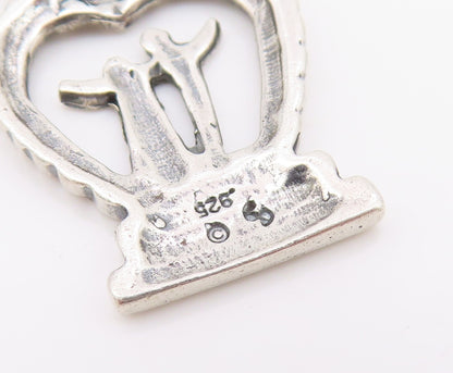 925 Sterling Silver Vintage Pendant Cutout Couple In Love Heart  PT24288