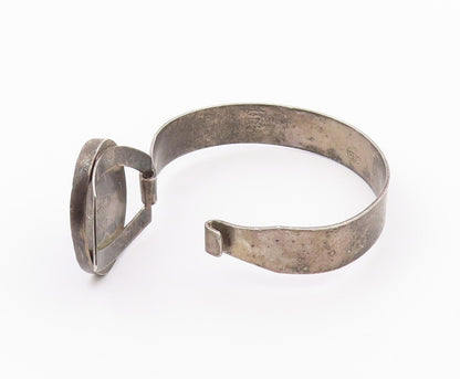 ISRAEL 925 Sterling Silver  Vintage Enamel Art Hook Bangle Bracelet  BT9307