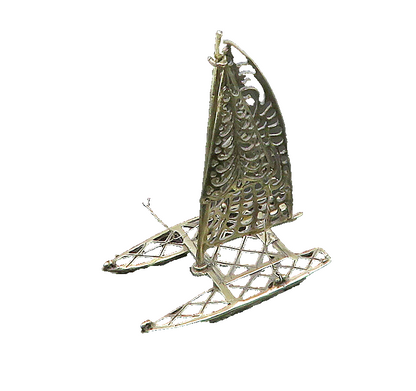 925 Sterling Silver  Vintage Swirl Cutout Sail Board Table Trinket  TR2575