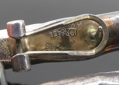 ISRAEL 925 Sterling Silver Vintage Dark Tone Sculpted JHoop Earrings EG10027