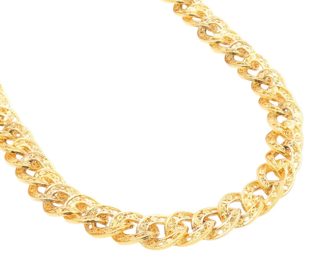 925 Sterling Silver Vintage Necklace Gold Plated Curb Cuban Link Chain  NE4652