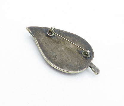 MEXICO 925 Sterling Silver  Vintage Abalone Single Leaf Brooch Pin  BP1681