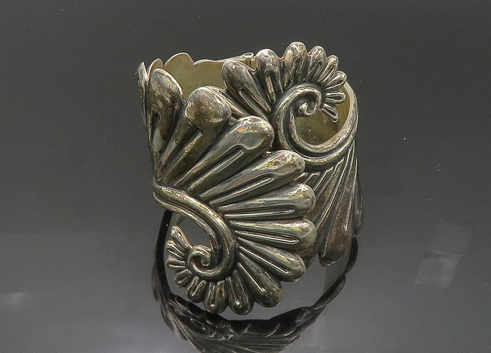 ESPERANZA MEXICO 925 Silver  Vintage Shiny Swirl Bypass Cuff Bracelet  BT8279