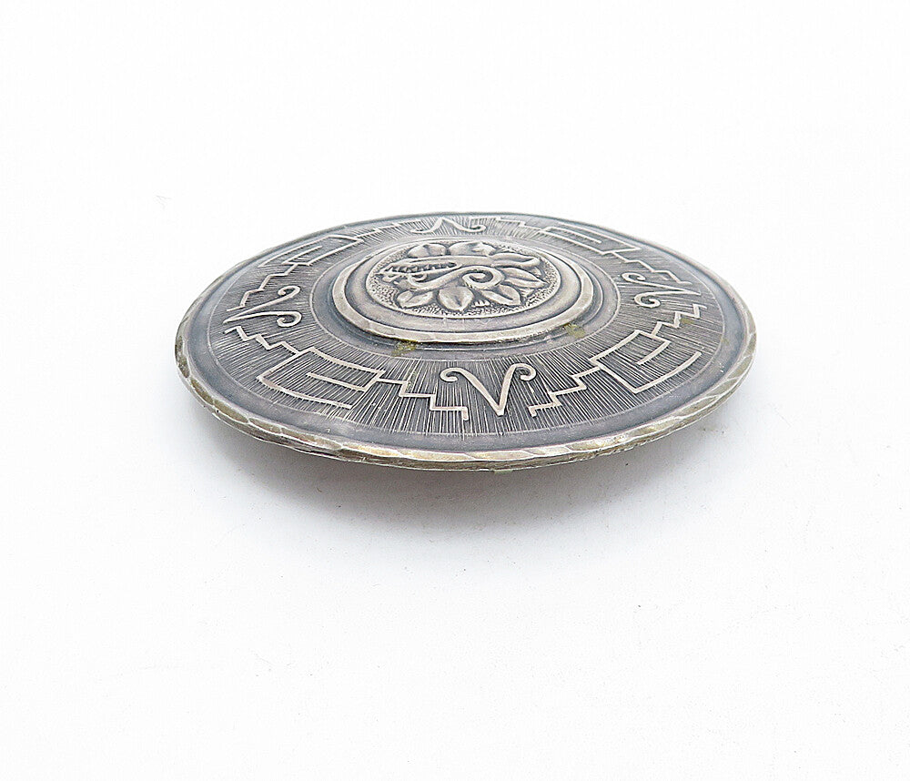 MEXICO 925 Sterling Silver  Vintage Traditional Pattern Brooch Pin  BP1241