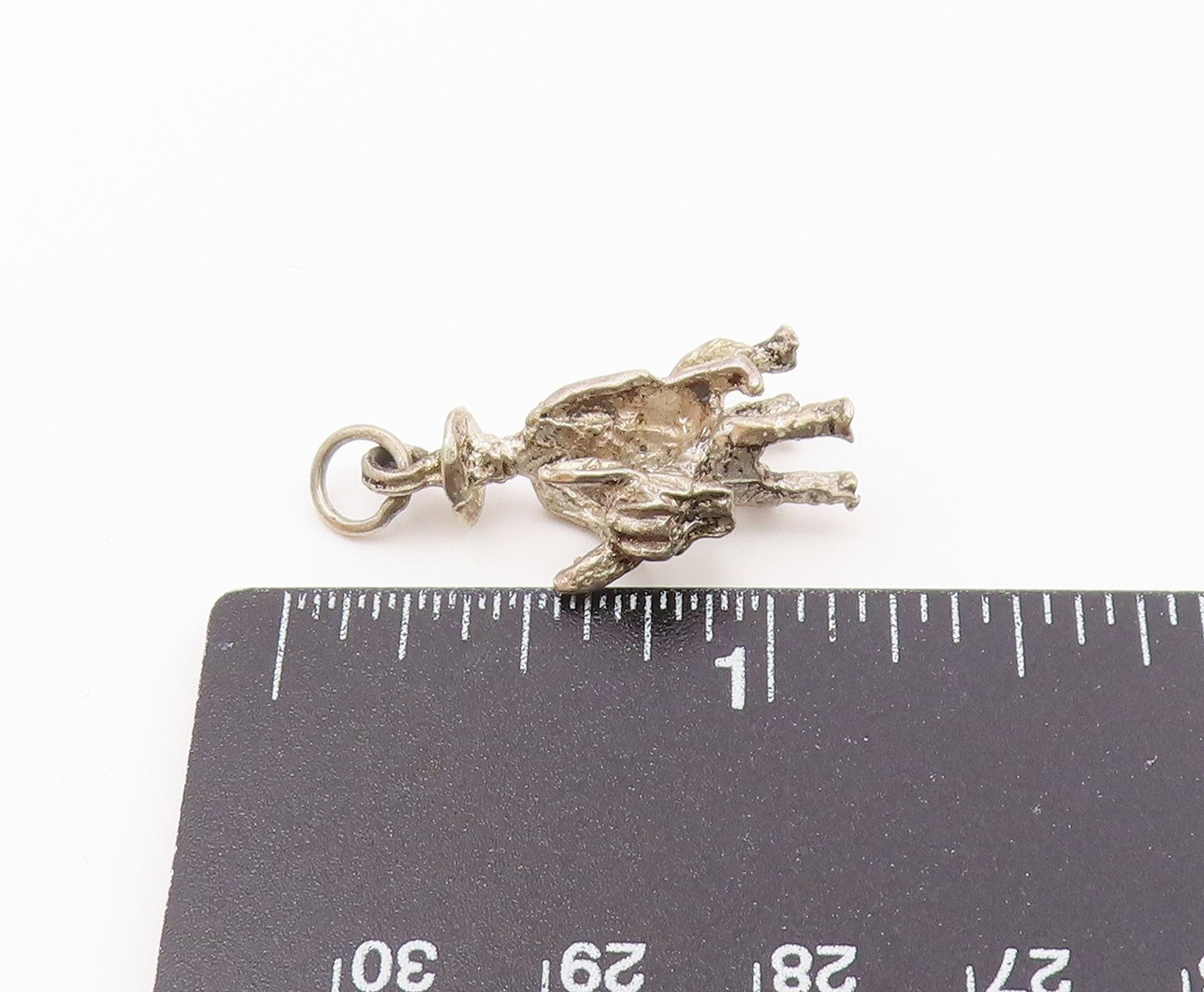 925 Sterling Silver  Vintage Man Riding Donkey Petite Pendant  PT15982