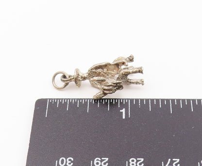 925 Sterling Silver  Vintage Man Riding Donkey Petite Pendant  PT15982