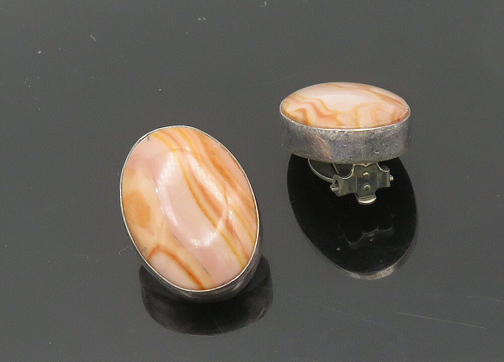 SILVER CREATIONS 925 Silver Vintage Rhodochrosite Non Pierce Earrings EG9831