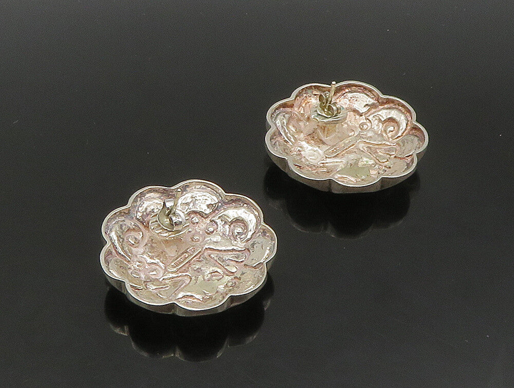 DESIGNER 925 Sterling Silver Vintage Swirl Pattern Heavy Drop Earrings EG11468
