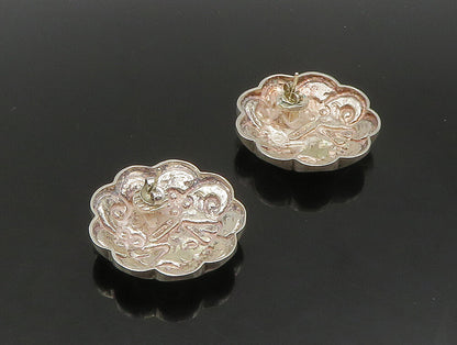 DESIGNER 925 Sterling Silver Vintage Swirl Pattern Heavy Drop Earrings EG11468