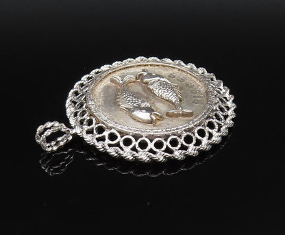925 Sterling Silver  Vintage Openwork Pisces Fish Astrology Pendant  PT21852