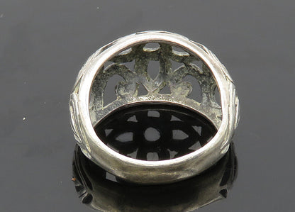 925 Sterling Silver  Vintage Dark Tone Floral Swirl Band Ring Sz 8  RG20307