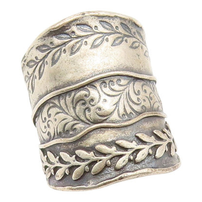 925 Sterling Silver Vintage Ring ISRAEL Engraved Floral Band  Sz 6.5  RG35293