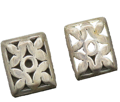 JOHN HARDY 925 Sterling Silver  Vintage Floral Cutout Square Cufflinks  TR2785