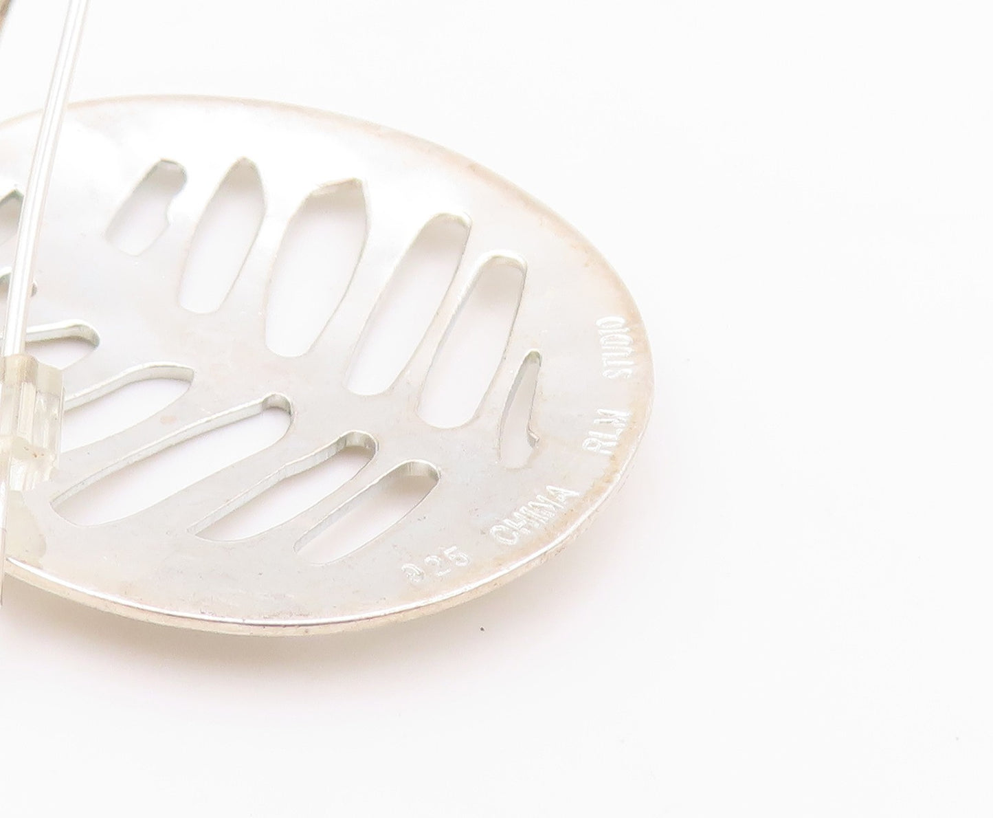 925 Sterling Silver Vintage Earrings RLM Modernist Ribbed Round Disk  EG13516