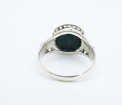 925 Sterling Silver  Inlaid Abalone Shell Shiny Solitaire Ring Sz 6.5  RG8591