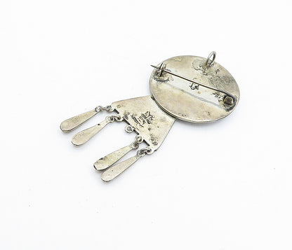 MEXICO 925 Sterling Silver  Vintage Abalone Shell Dangling Brooch Pin  BP1687
