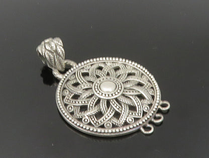 925 Sterling Silver  Vintage Floral Motif Beaded Pattern Pendant  PT20030