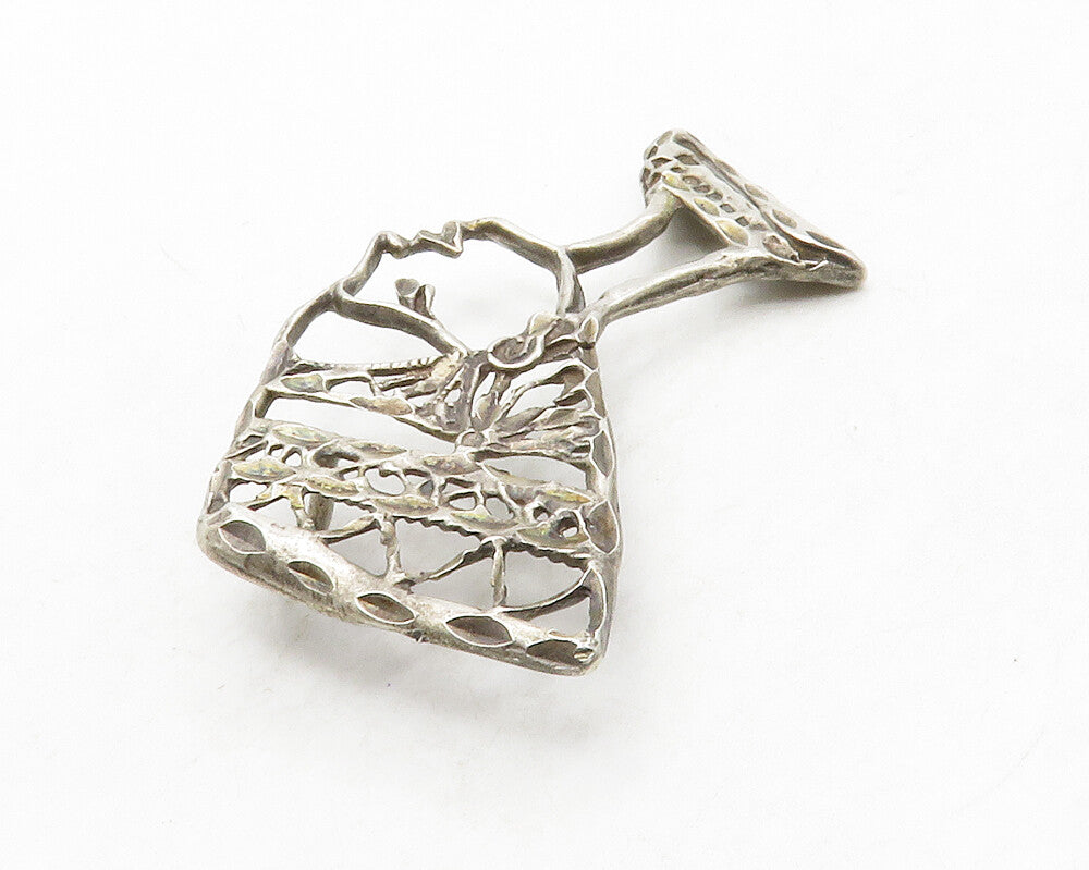 925 Sterling Silver Vintage Egyptian Queen Nefertiti Modernist Pendant PT10338