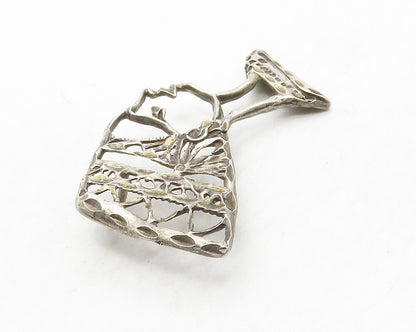 925 Sterling Silver Vintage Egyptian Queen Nefertiti Modernist Pendant PT10338