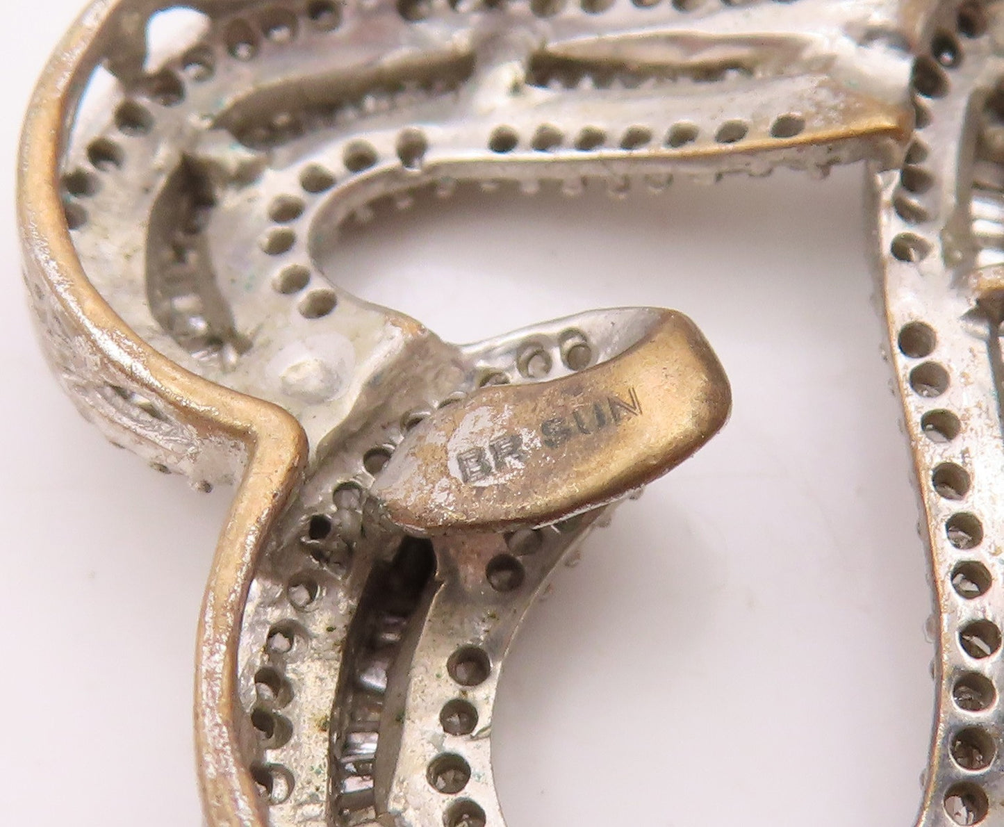 925 Sterling Silver  Vintage Genuine Diamonds Open Love Heart Pendant  PT17979